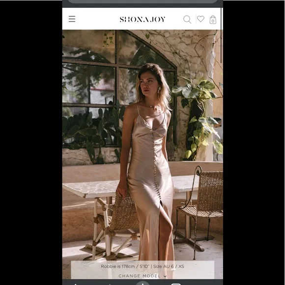 Shona Joy LA LUNE BIAS SLIP DRESS in Gold, NWT - Picture 3 of 4